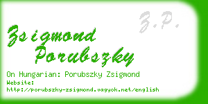 zsigmond porubszky business card